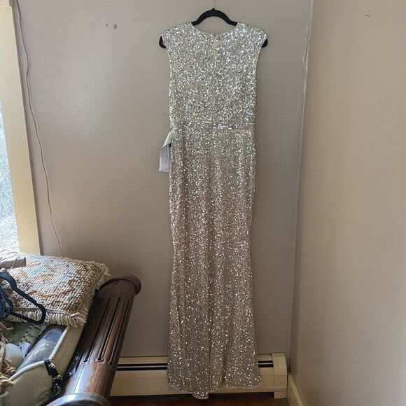 Mac Duggal Sz 8 Ombre Sequined Maxi Fishtail Evening Gown Dress Bridal Prom NWT - Picture 11 of 12